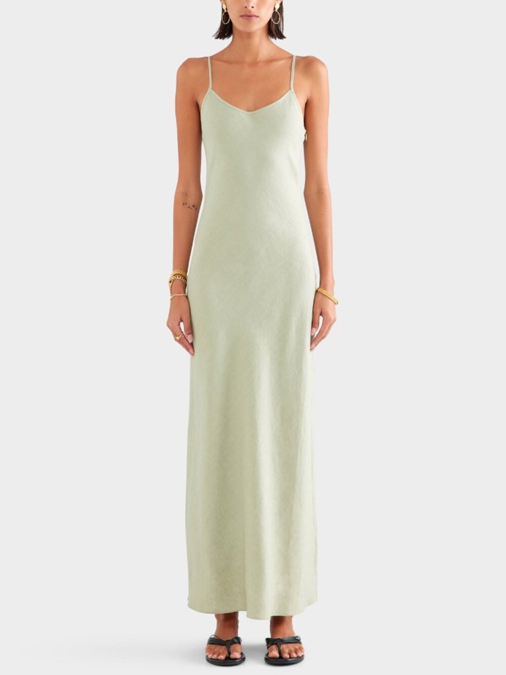 BEST NWT Venroy Linen Slip Maxi Dress - Pale Pistachio Green Quiet Lux Vacation
